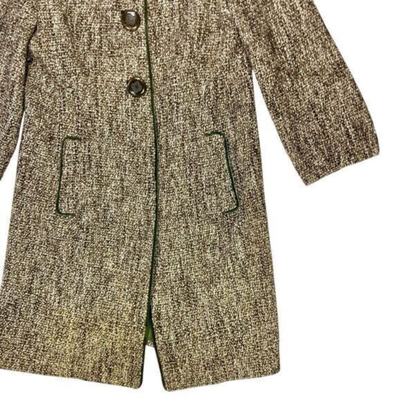 Elie Tahari Long Coat Womens Size Medium Tweed Velvet Trim Classic Chic Elegance - Picture 5 of 16